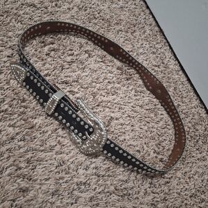 Blazin Roxx Ladies' Black Scallop Rhinestone Concho Leather Belt